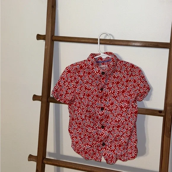 💙 5 for $25 💙 Cat & Jack Red, White, and Blue Floral Button Down Shirt - Picture 1 of 4